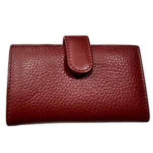 MUNDI Burgundy Genuine Leather RFID Zip Wallet